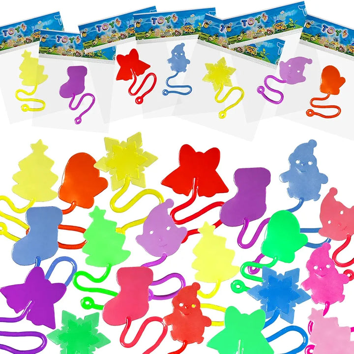28pcs Christmas Sticky Hands Toys for Kids, Christmas Styles Stretchy Toys for Christmas Stocking Stuffers, Gifts, Pinata Fillers, Party Favors for Kids