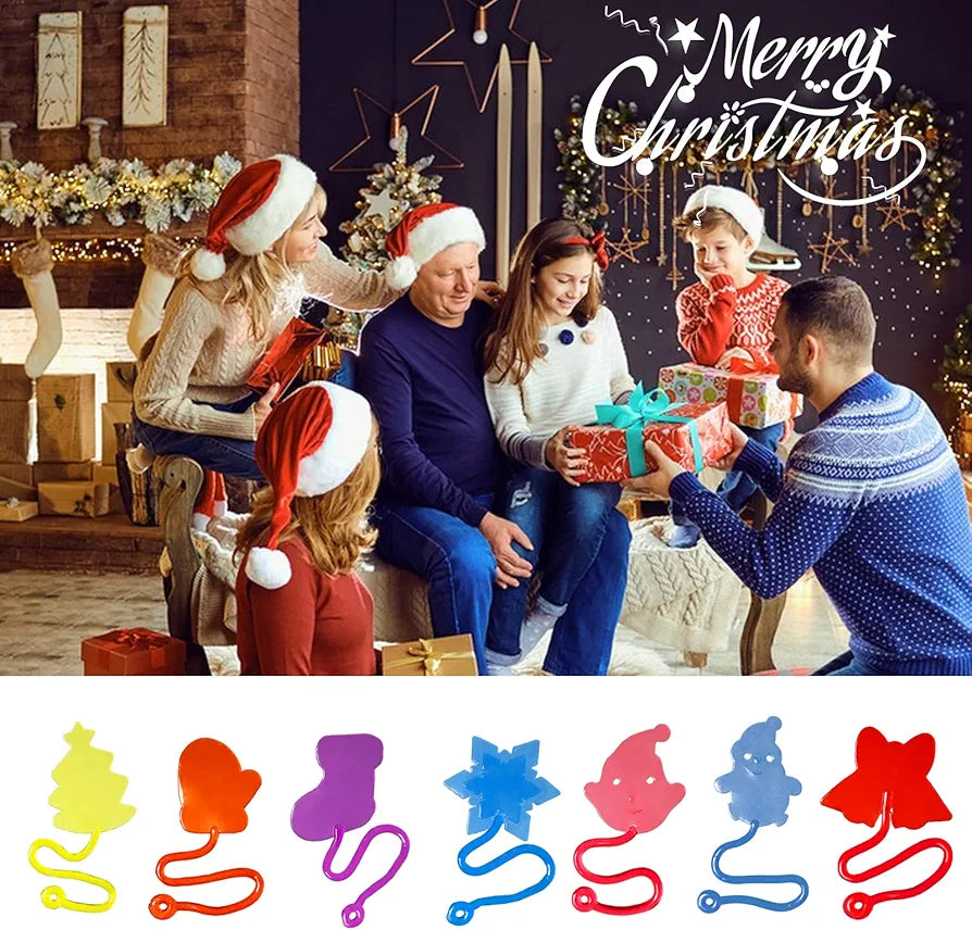 28pcs Christmas Sticky Hands Toys for Kids, Christmas Styles Stretchy Toys for Christmas Stocking Stuffers, Gifts, Pinata Fillers, Party Favors for Kids