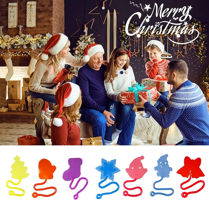 28pcs Christmas Sticky Hands Toys for Kids, Christmas Styles Stretchy Toys for Christmas Stocking Stuffers, Gifts, Pinata Fillers, Party Favors for Kids