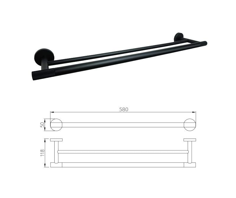 LUMEN | Bathroom Hardware Set | Knurled | Matte Black