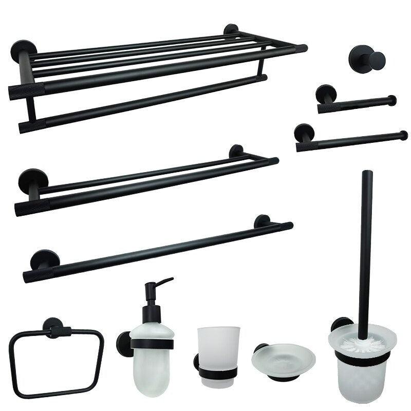 LUMEN | Bathroom Hardware Set | Knurled | Matte Black