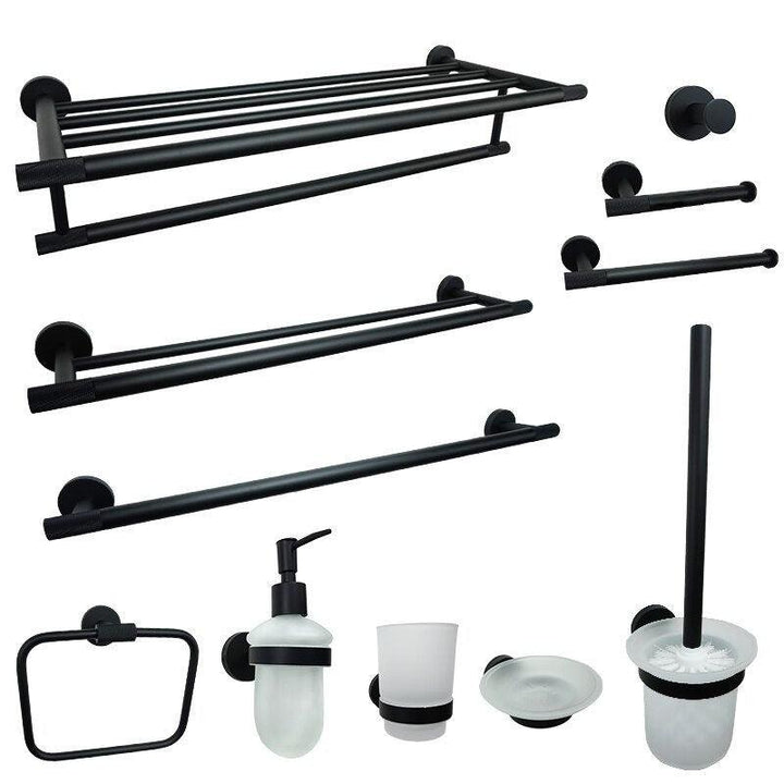 LUMEN | Bathroom Hardware Set | Knurled | Matte Black